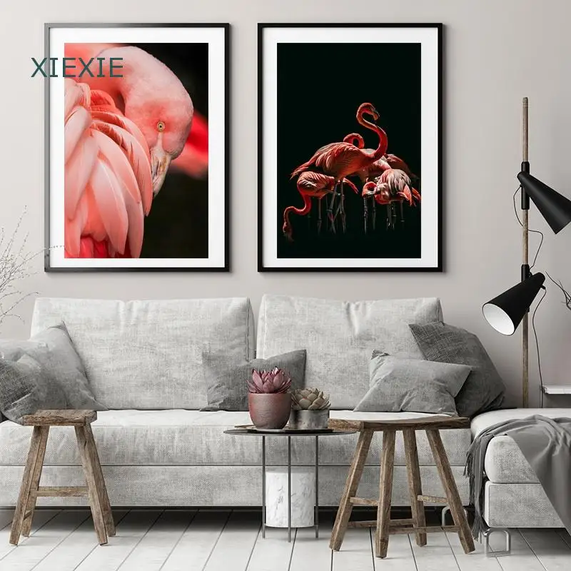 

Animals HD Photography Pink Flamingo Canvas Paintings Hanging Wall Art Home Decor for Living Room Bedroom Decorative Poster