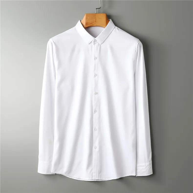 Autumn Long Sleeve Casual Business Boys Silk Shirt Slim Fit Thin Social Men Purple Shirt Male Formal Oversized Button Shirt Top