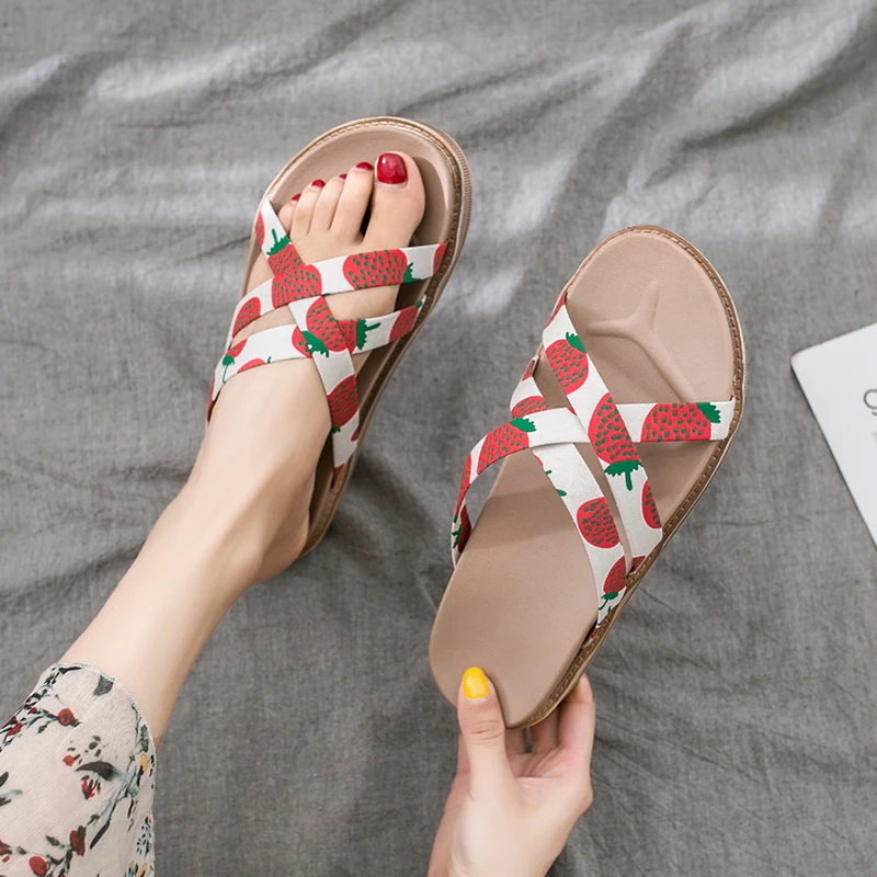 

Summer Casual Women's Slippers Fashion Simple Fruit Sweet Open-toed Sweet Beach Outdoor Small Fresh All-match Women's Slippers