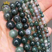 natural stone beads moss agates round loose spacer beads for jewelry making diy bracelet accessories 15 strands 4681012mm