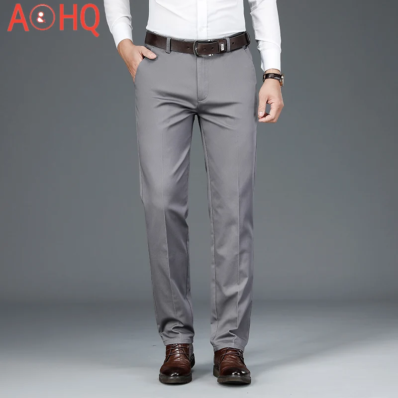 Classic Casual Pants Men's Clothing Business Gentleman Straight Stretch Pants 2021 Bamboo Fiber Trousers