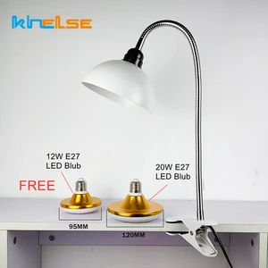 High-power 20W LED Flexible Desk Lamp Ultra-bright Work Tattoo Nail Make up Clip-on Table Light Portable With Free 12W LED bulb