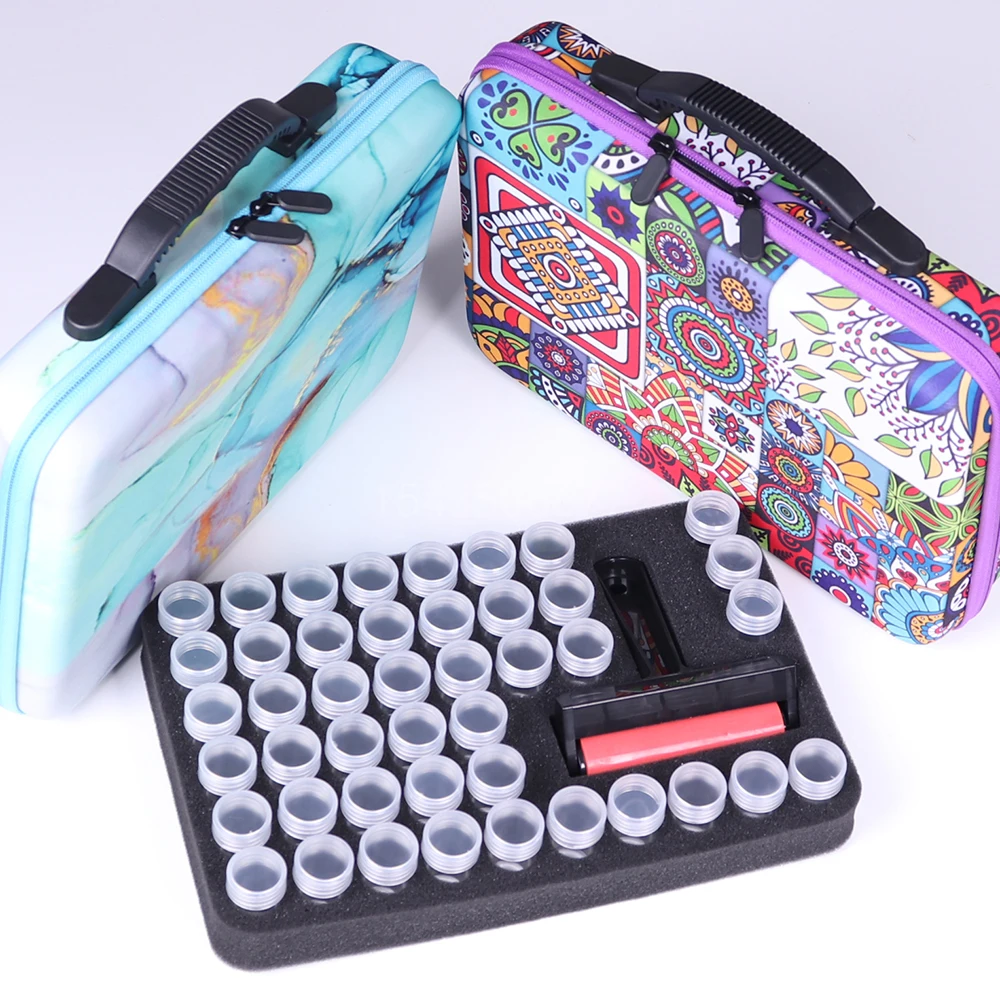 

44 Bottles Diamond Painting Tools Holder Hand Bag Diamond Painting Accessories Stone Mosaic Container Storage Box With Roller