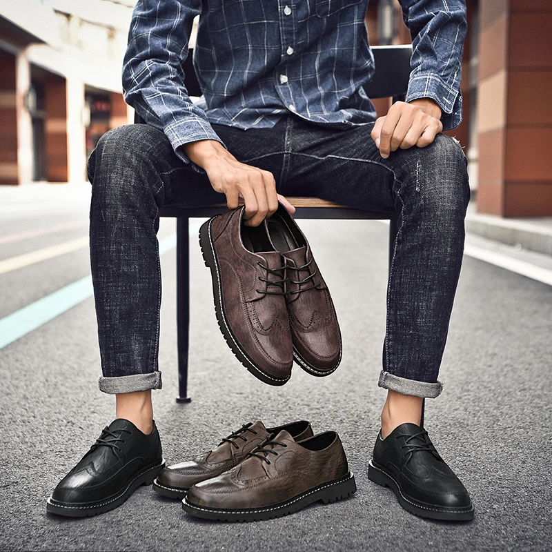

New Trend Explosion Size 44 Men Casual Shoes Oxford Leather Flat Fashion Comfortable Male Casual Business Leather Shoes *