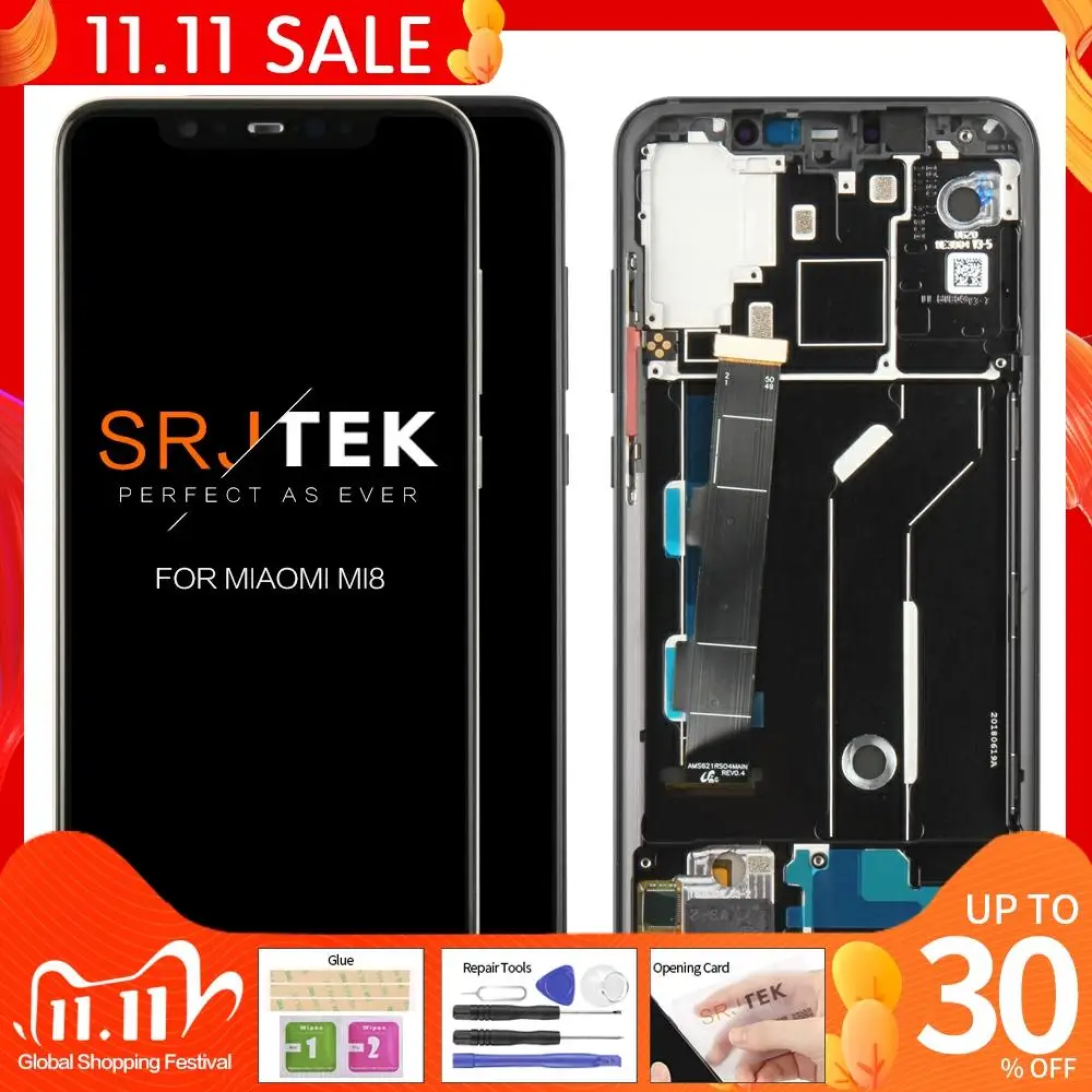 

ЖК-дисплей AMOLED с сенсорным экраном и дигитайзером для Xiaomi Mi 8, сменный ЖК-экран в сборе для Xiaomi Mi 8