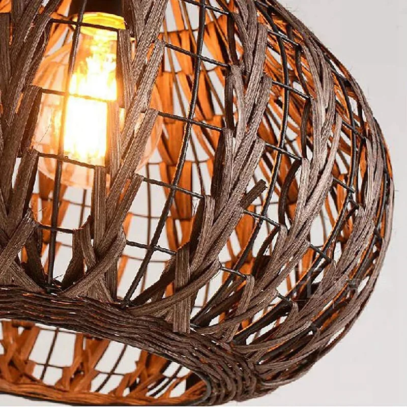 Люстра из натурального бамбука DIY плетеная лампа ротанга тени плетение подвесной