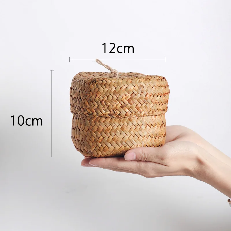 Водоросли Плетеный корзина с крышкой Цветочная композиция для украшений мини