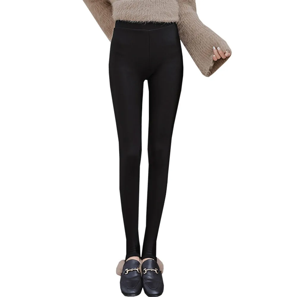 Large Size Extra Thick Plus Velvet Gloss Pants All Outside Wearing Thin Elastic Leggings Women's Autumn and Winter Cotton Pants