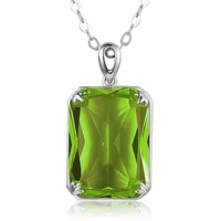 genuine silver pendant necklace for women real 925 sterling silver peridot pendants rectangle wedding fine jewelry handmade hot