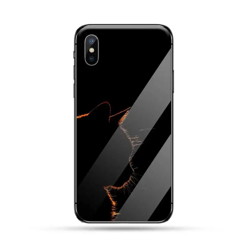 

luxury Anti-knock Meow Cat Cute Girls Phone Case coque funda Tempered glass For iphone 6 6S 7 8 plus X XS XR 11 12 mini PRO MAX