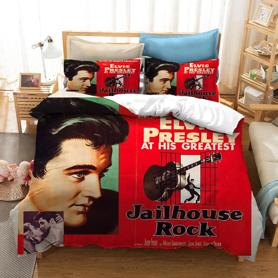 

New 3D Print Comforter Bedding Set Duvet Covers Pillowcases Bedclothes Bed Linen Home Textile Cartoon Queen KIng Elvis Presley