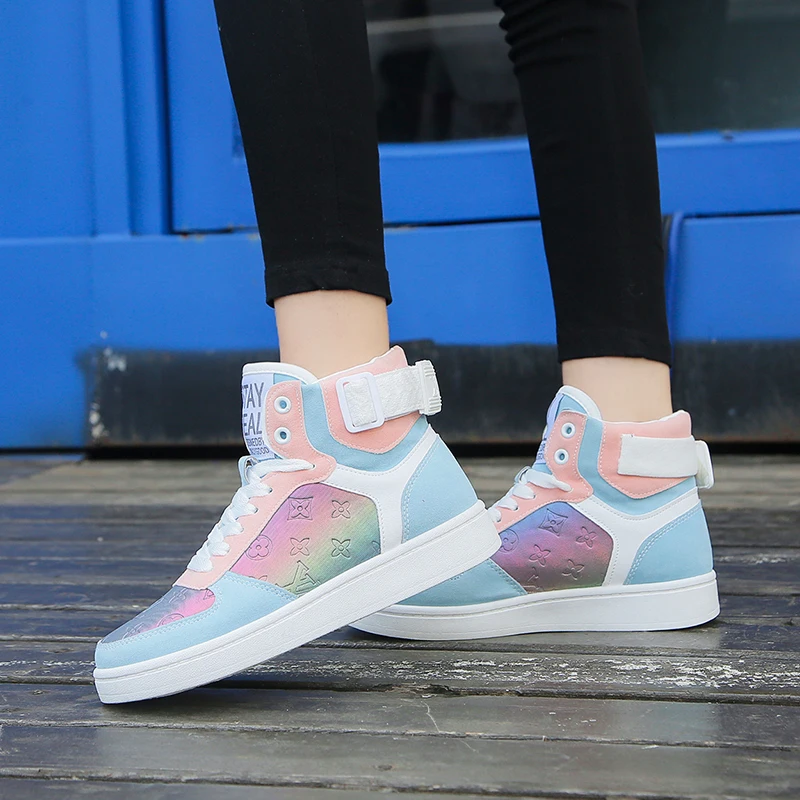 Женские высокие кроссовки из натуральной кожи модные для скейтборда женская