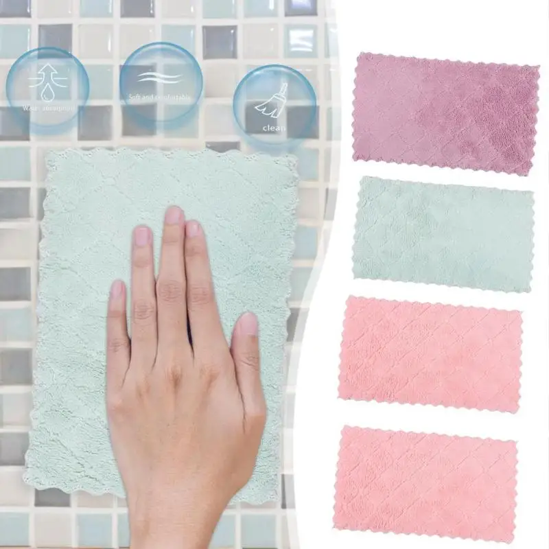 Домашнее кухонное впитывающее полотенце толстое Двухслойное из микрофибры для