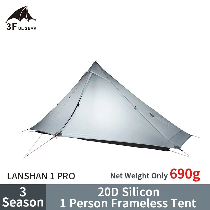 Billig 3F UL GETRIEBE LanShan1 Pro Ultraleicht Wandern Camping Zelt 20D Doppel Schicht Silikon Outdoor Wasserdicht Winddicht Pyramide Zelt