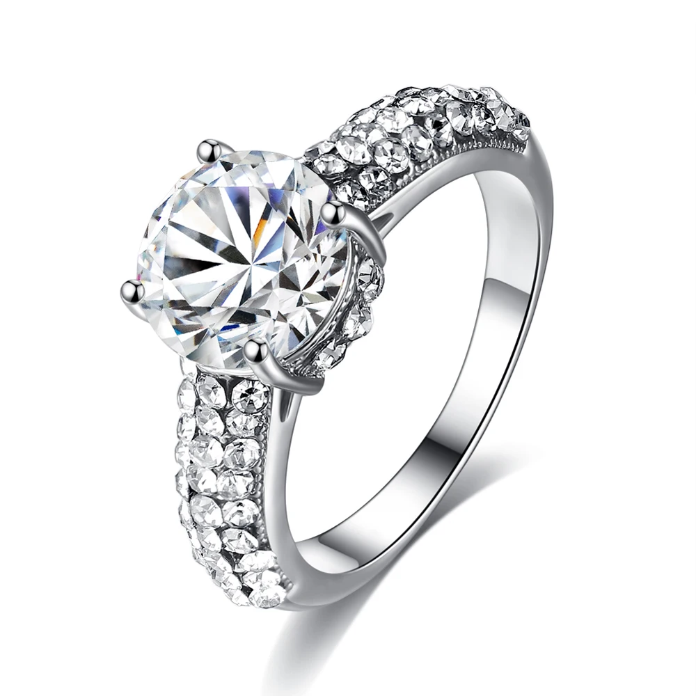 

Woman white color prong set zircon ring Girls love sweet fashion and interesting accessories Sweet romantic dance party