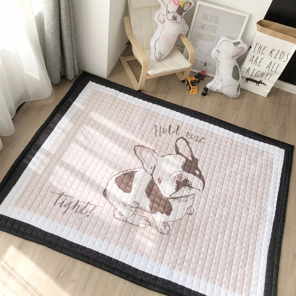 

EUROPEAN STYLE HOME CARPET 100% COTTON CARTOON FLOOR RUGS ANTISKIP LIVING ROOM CARPET 150*200CM SOFT KIDS PLAY MAT DOG BOY TIGER
