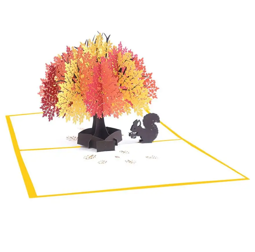 10 шт. дуб белка и рисунком в виде птичек-оригами 3D Pop UP поздравительная открытка