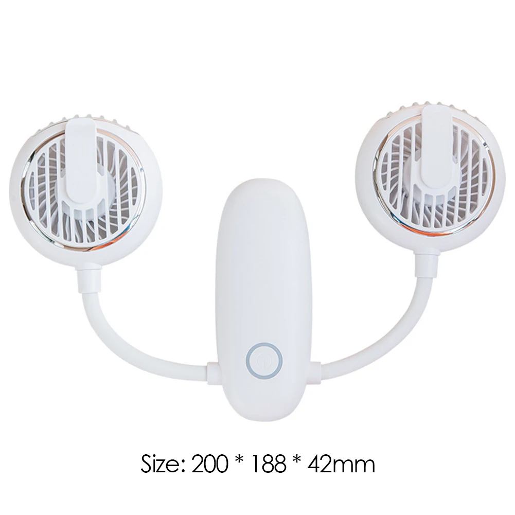 

USB Rechargeable Dual Hanging Neck Fan Mini Portable 3-speed Adjustable Silent Clip-on Waist Fan Outdoor Travel Air Cooling