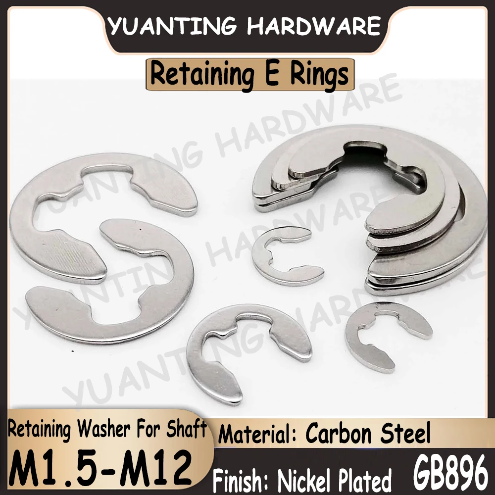 

10Pcs-100Pcs GB896 M1.5 M2 M2.5 M3 M3.5 M4-M12 Carbon Steel Nickel Plated E Rings Lock Washers Retaining Washers For Shafts