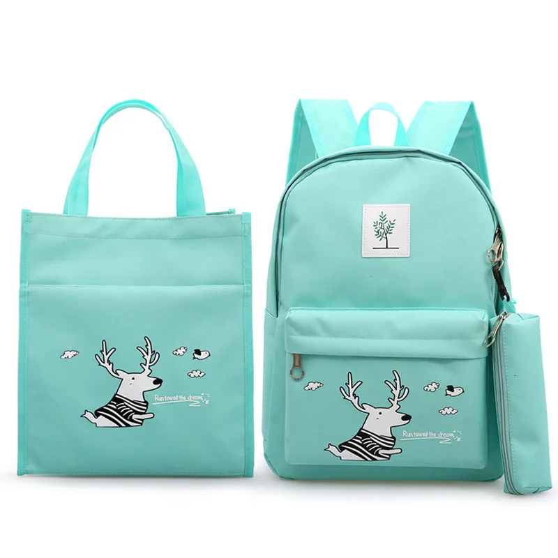 quality high 2023 thick canvas school bag for teen girls Fashion lady large capacity backpack 3 pcs/set school backpacks