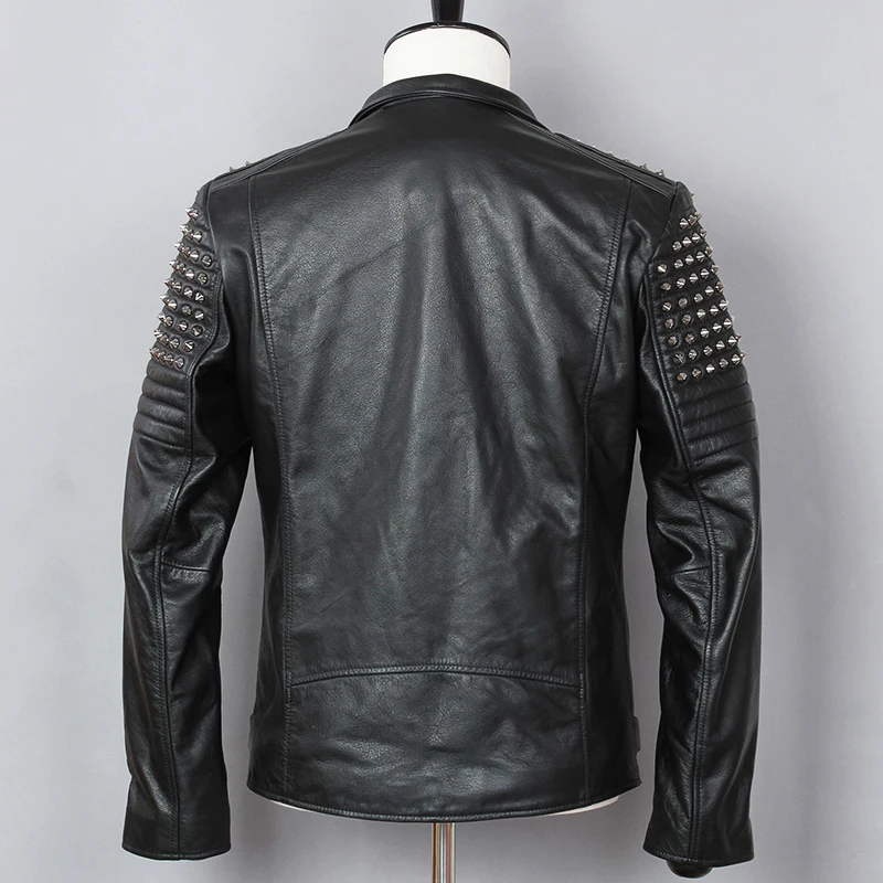 Мода 2020 из металла в стиле панк с заклепками мотоциклетная мужская куртка