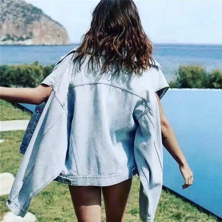 DEAT 2020 autumn and winter turn-down collar lantern sleeves single breasted two ways wearing vintage denim jacket WJ04405L | Женская