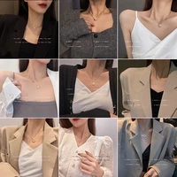 korean version fashion titanium steel necklace for women retro sex heart clavicle chain ins wind pendant chokers girl jewelry