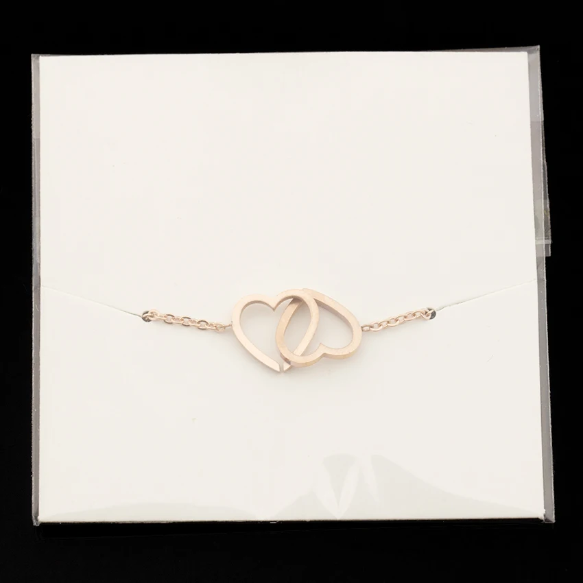 Талисман Двойное сердце браслет для женщин розовое золото Pulsera Ювелирные Изделия