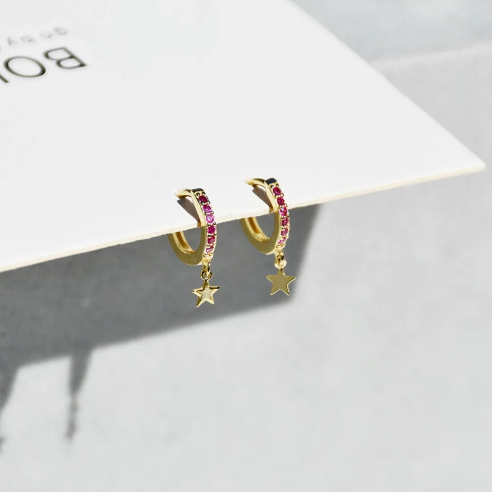 Серьги из стерлингового серебра 925 пробы модные с цирконием крестиком звезда