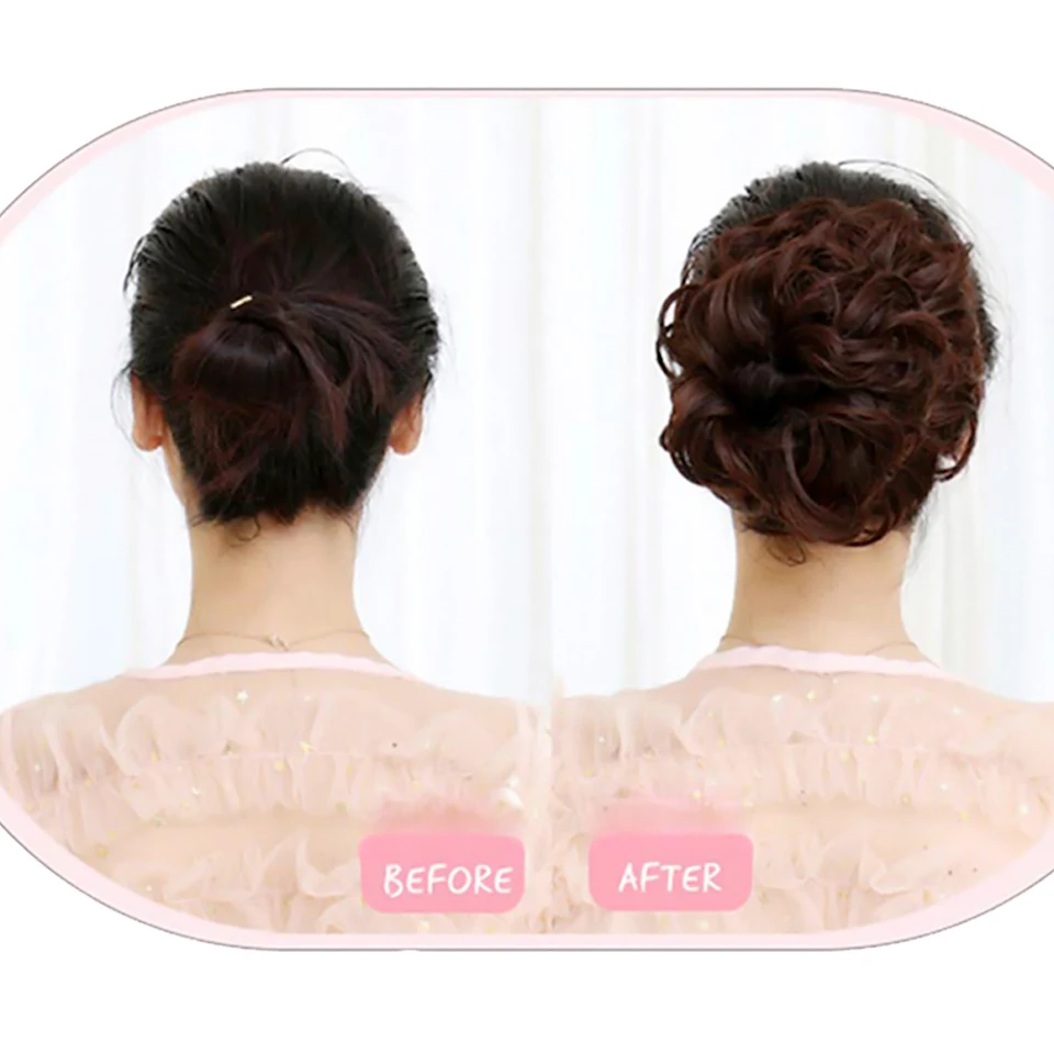 

DIFEI Women High Temperature Synthetic Elastic Rubber Band Fake Hair Wrap Winding Curly Hair Extensions Chignon