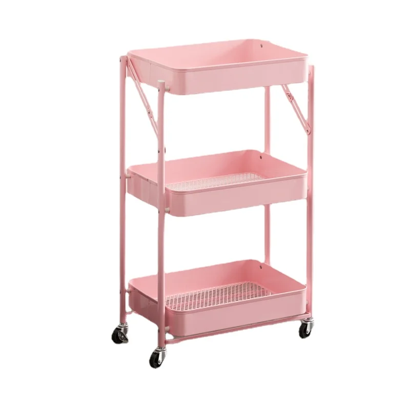 

Movable Multi-purpose Home Storage 3 Tiers Metal Kitchen Vegetable Trolley Rolling Cart