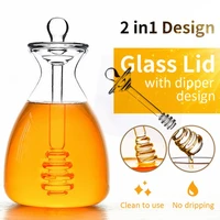 transparent glass honey jar high quality with lid honey glass jar clear bottle spice jar kitchen storage container jar