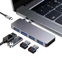 5 in 1 dual type c hub converter usb3 0 pd charging thunderbolt 3 adapter 4k hd docking station for macbook lap laptop