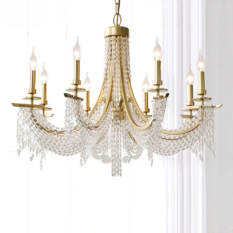 Роскошный хрустальный подвесной светильник золотой для спальни фойе гостиной