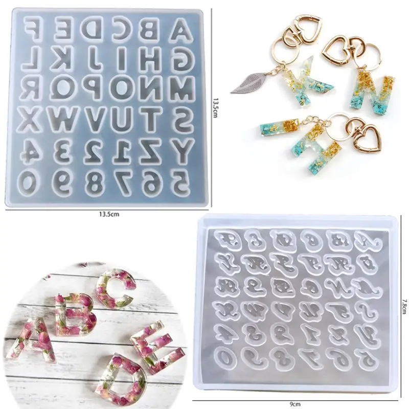 

Letter Alphabet Pendant Silicone Resin Molds Personalized Keychain Jewelry Tools