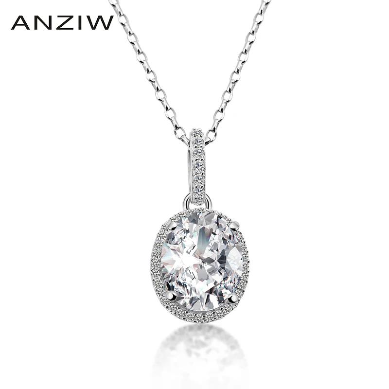 

ANZIW Роскошные 4ct Овальный Halo ожерелье влюбленных 4 зубцами 925 стерлингового серебра для женщин обручальные кольца вечерние женкое ожерелье ю...