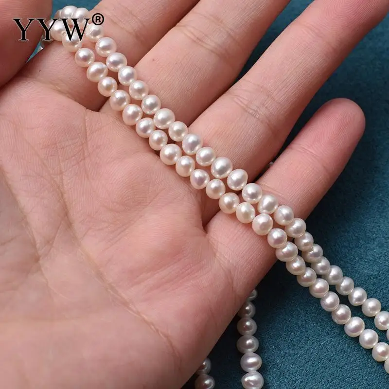 Cultured Round Freshwater Pearl Beads Natural Fashion Jewelry Diy White 4-5mm 15.35-15.75 Inch Strand For Making | Украшения и