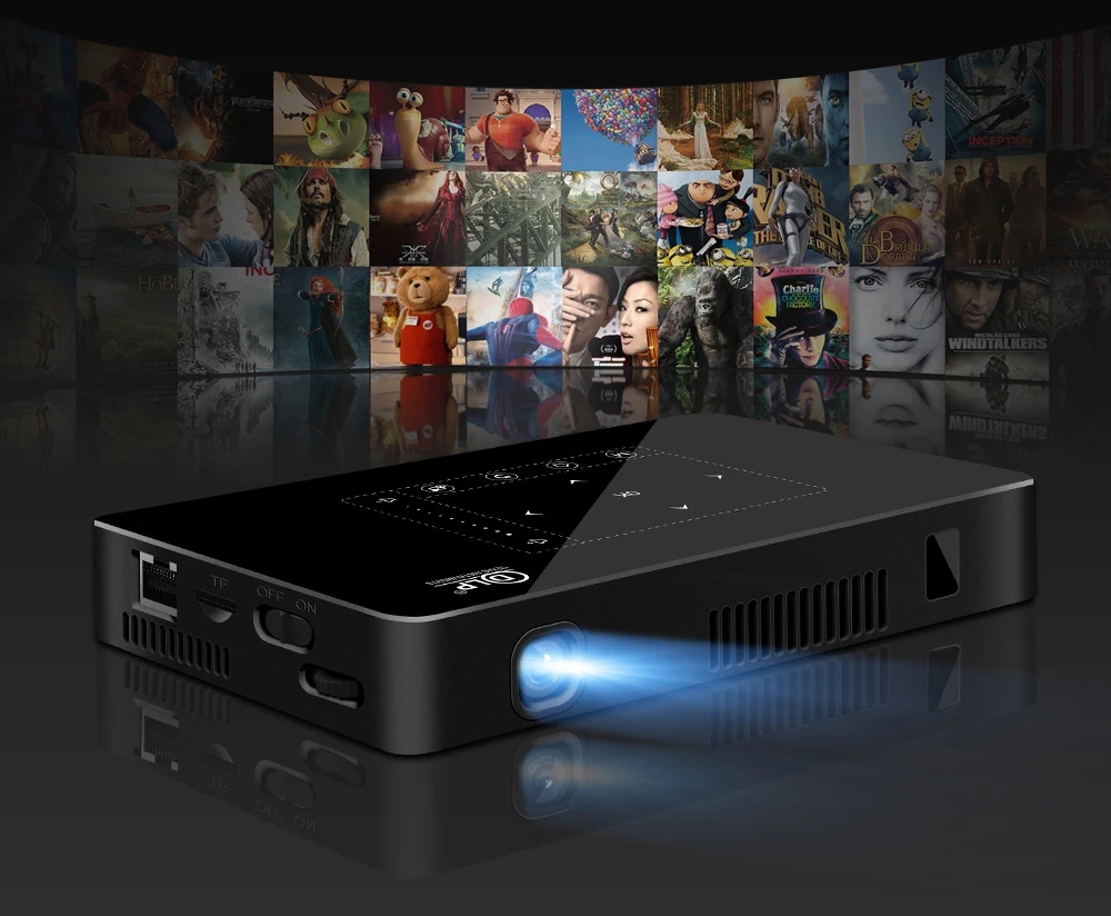 Мини-проектор WZATCO Android 2G 16G P10 Wi-Fi Bluetooth с аккумулятором поддержка 1080P 4K карманный