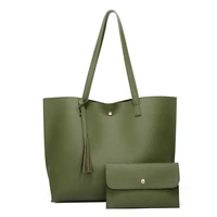 pure color tassel bag european and american fashion handbags large capacity shoulder bag simple tote bag