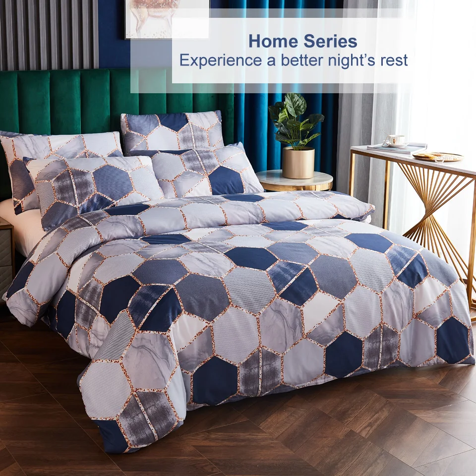 

Marble Bedding Set Gradient Gold Geometry Bed Linen Luxury Girl Bed Set Simple Blue Gray Pink Duvet Cover 240x220 King Twin Size