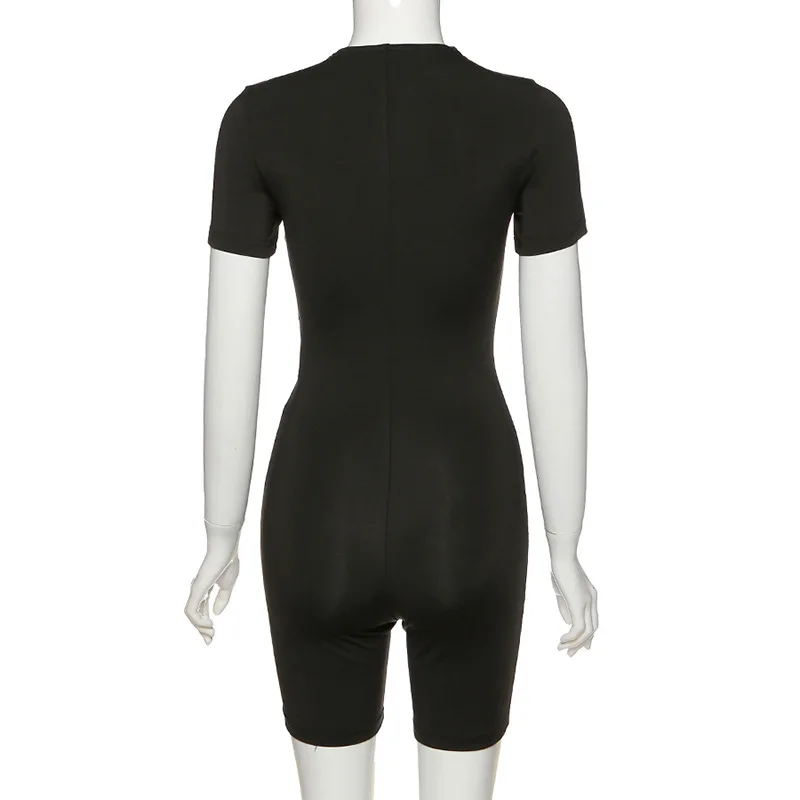 

ZKYZWX Sexy Short Sleeve Bodycon Playsuit One Peice Body Outfits 2020 Zip Summer Tracksuit Rompers Women Jumpsuit Biker Shorts