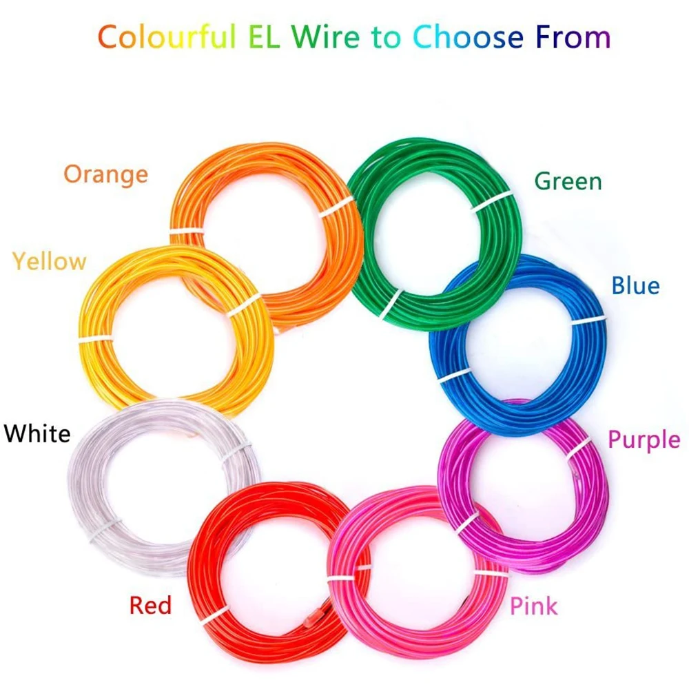 Гибкий электролюминесцентный провод 5 в 1 Сверхъяркие портативные комплекты с