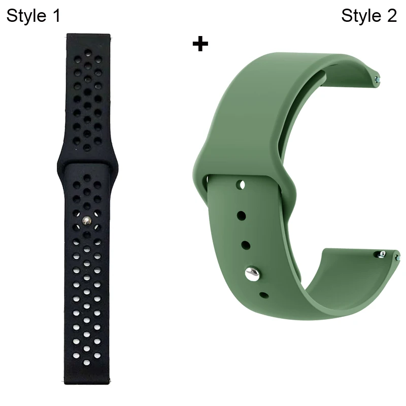 BlackBlack-ArmyGreen Ремешок для Xiaomi Amazfit Pace Stratos GTR 47 мм для huawei GT 2 46 мм Honor Magic Dream ремешок для samsung gear S3 Galaxy 46 мм - Цвет: BlackBlack-ArmyGreen