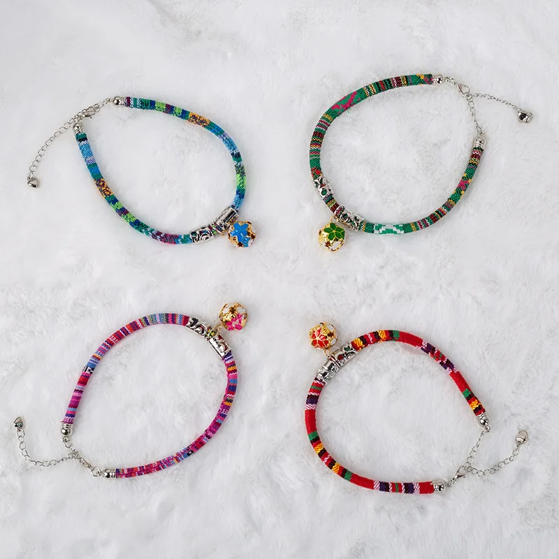 Boho ошейник для кошек с колокольчиком милый регулируемый ремешок щенка модное