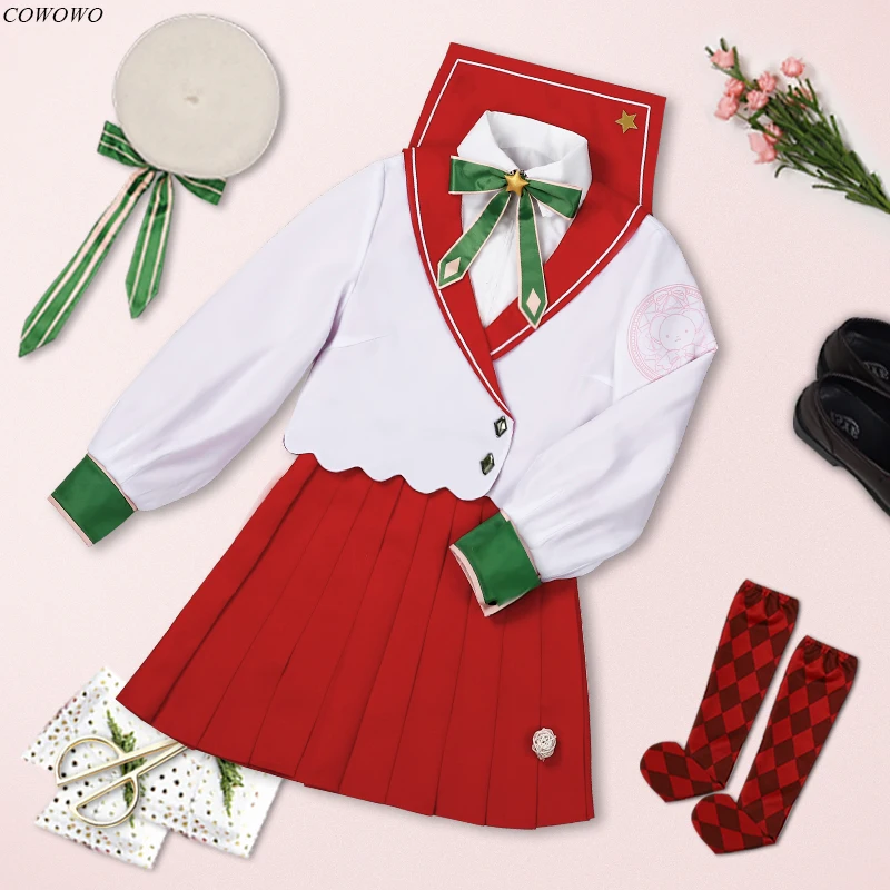 

Anime! Cardcaptor Sakura Sakura Kinomoto Tomoyo Daidouji Christmas Suits Lovely JK Uniform Cosplay Costume Dailydress Women NEW