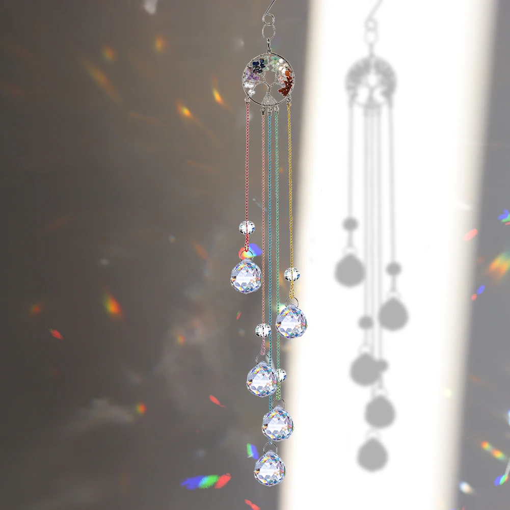 

Tree of Life Crystal Hanging Lighting Accessories Prism Chandelier for Curtain Home Garden Car Pendant