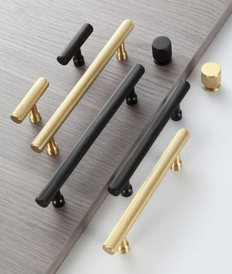 

Gold Black Wardrobe Handle Modern Kitchen Cabinet Pulls Furniture Knobs for drawer Chest T Bar Shoe Box Hardware