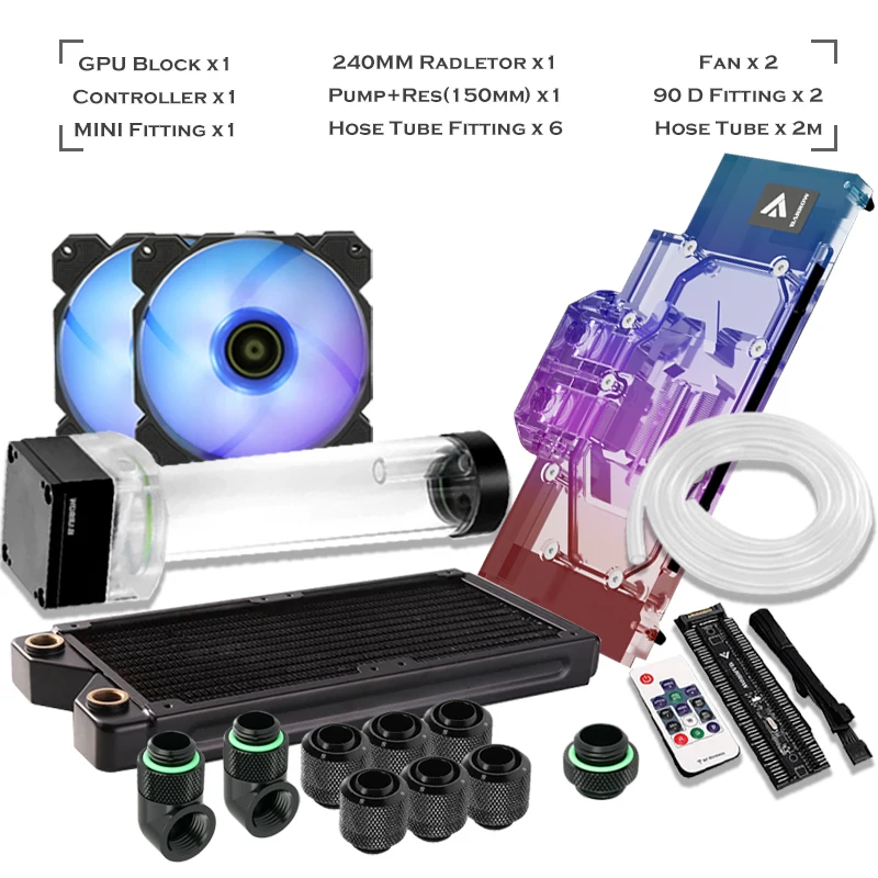 Barrow PC MOD Water Cooling Split Kit RGB CPU + GPU Hose Set For INTEL/ AMD RYZEN 3/5/7/9 NVIDIA RTX 3080/3090 Soft Tube |