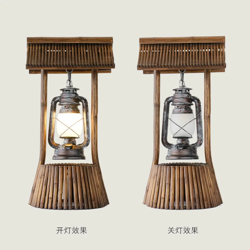 Настольная лампа в американском стиле из бамбука античная керосиновая для