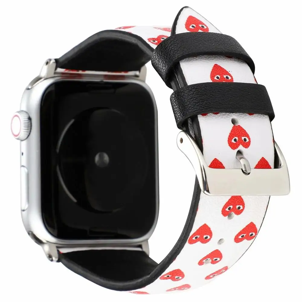Ремешок кожаный для Apple Watch Series 1 2 3 4 38 мм 42 с застежкой из нержавеющей стали и